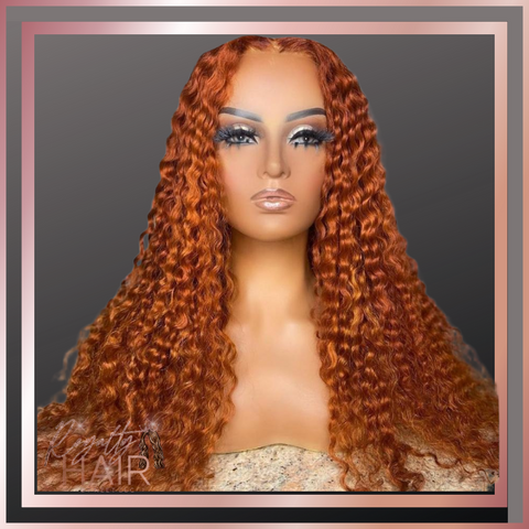 24" Curly Orange HD Closure Wig